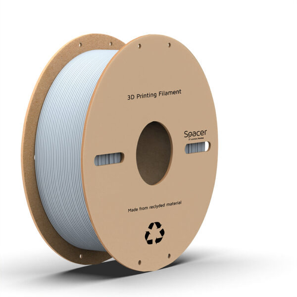 FILAMENT Spacer pt. imprimanta 3D – PLA, 1.75mm diamentru, 1Kg / bobina, aprox. 330m, topire 195-225 grC, grey, „SPPF-3DP-PLA1.75-01-GR”