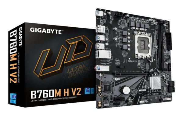 Placa de baza GIGABYTE B760M H V2, DDR5, LGA1700, mATX, Negru „B760M H V2”