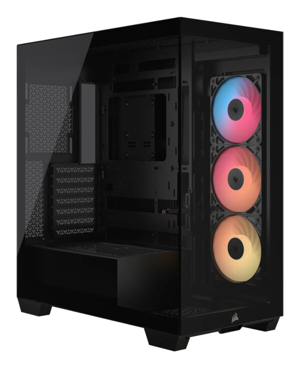 Carcasa Corsair 3500X RS-R ARGB, Mid-Tower, E-ATX, cu 3 ventilatoare incluse RS120-R ARGB, Negru „CC-9011322-WW” (timbru verde 0.32 lei)