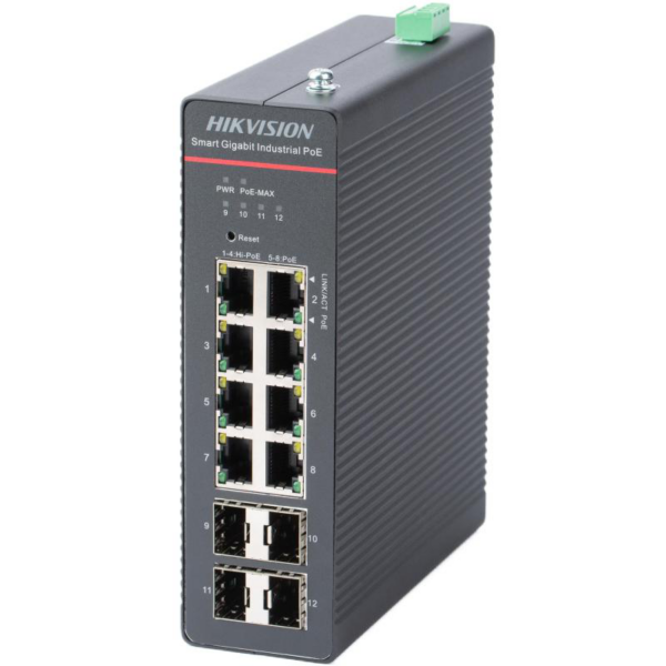 HK SWITCH POE 8 PORTURI SMART MANAGED „DS-3T1512HP-SI-8P4F/NPU” (timbru verde 2 lei)