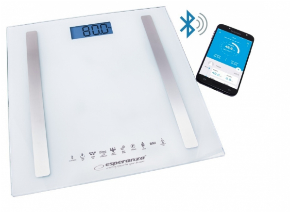 Cantar de baie Esperanza B.FIT EBS016W Bluetooth 8 in1 Alb „EBS016W” (timbru verde 2 lei)