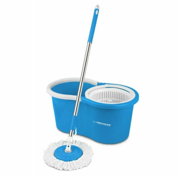 Set mop rotativ Esperanza Perfect Clean EHS005 cu galeata si storcator rotire 360 grade Alb/Albastru „EHS005”