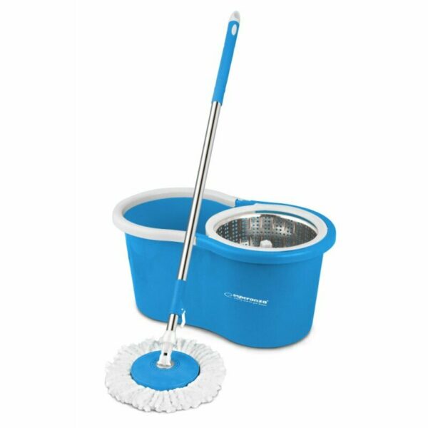 Set mop rotativ Esperanza Spin Mop EHS006 cu galeata si storcator rotire 360 grade Alb/Albastru „EHS006”