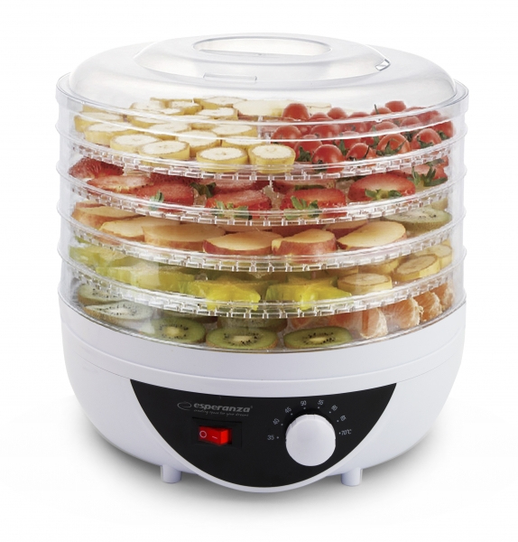 Deshidrator pentru alimente Esperanza Chanterelles EKD002 250W 5 tavi Alb „EKD002” (timbru verde 0.8 lei)