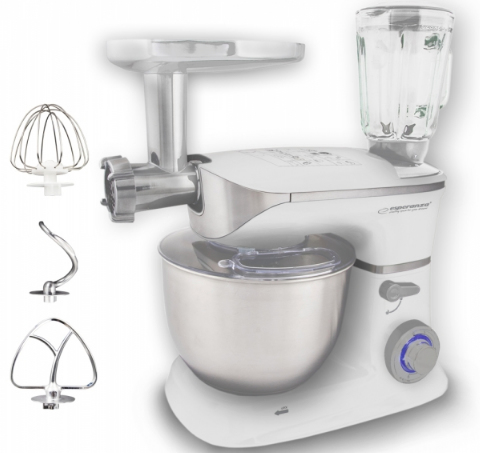 Robot de bucatarie Esperanza Cooking Master EKM025 1000W 5l 6 viteze blender 1.5l Alb „EKM025” (timbru verde 4 lei)