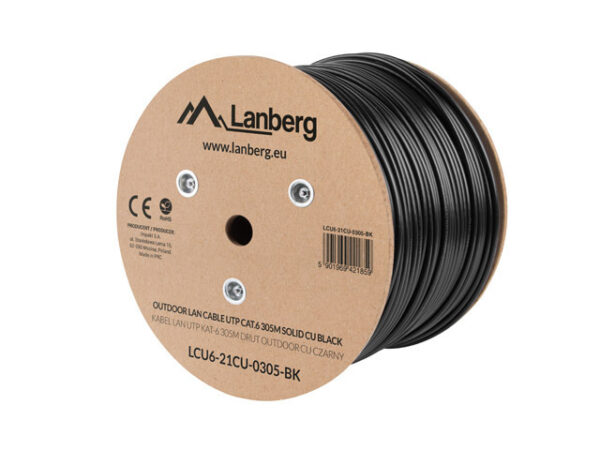 Cablu LAN Cat.6 UTP 305 m negru „LCU6-21CU-0305-BK”