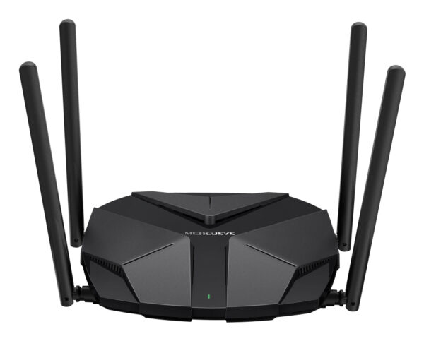 ROUTER MERCUSYS, AX3000, 1xxxx 2.5 Gbps WAN port, 1xxxx 2.5 Gbps LAN port si 3xxxx GE LAN, dual band 2.4 / 5 Ghz, 4 x antene externe, „MR85X” (timbru verde 0.8 lei)