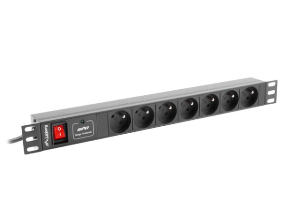 Unitate alimentare PDU 19″, 7 prize ng „PDU-07E-0200-IEC-BK” (timbru verde 0.8 lei)