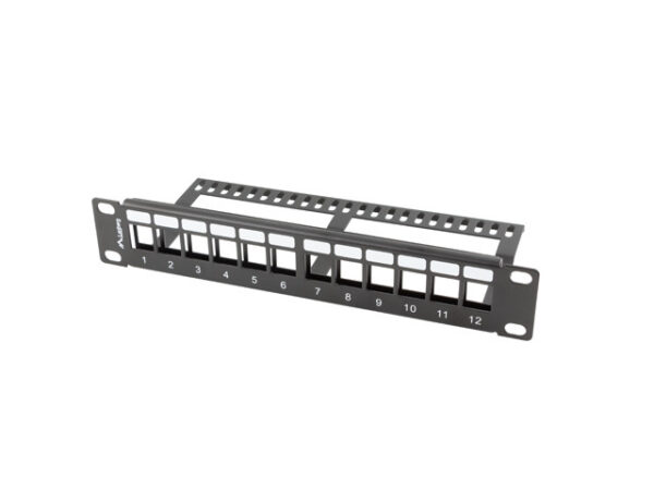 Patch panel gol 12 porturi 1U negru „PPKS-9112-B”