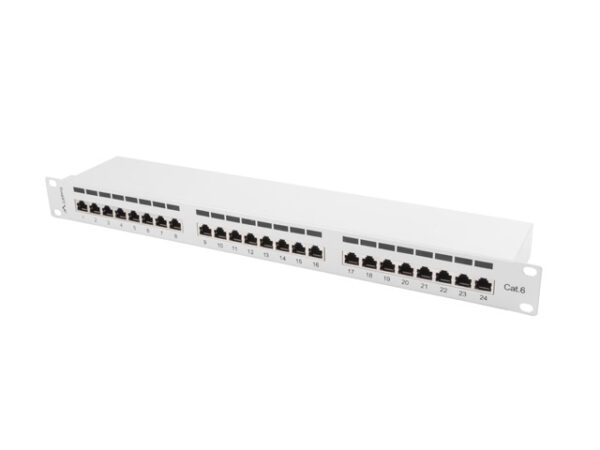Patch panel 24 porturi 1U Cat.6 FTP gri „PPS6-1024-S” (timbru verde 0.08 lei)
