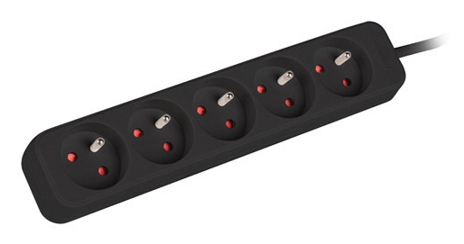 Prelungitor Lanberg 1m, 5 prize UPS „PS0-05E-0100-IEC-BK” (timbru verde 0.18 lei)