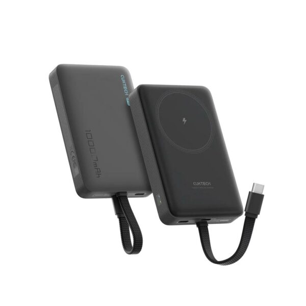 POWER BANK Cuktech Magnetic, 10000mAh, 20W, cablu integrat USB Type-C, gri „CKWPB100LGLBK” (timbru verde 0.98 lei)