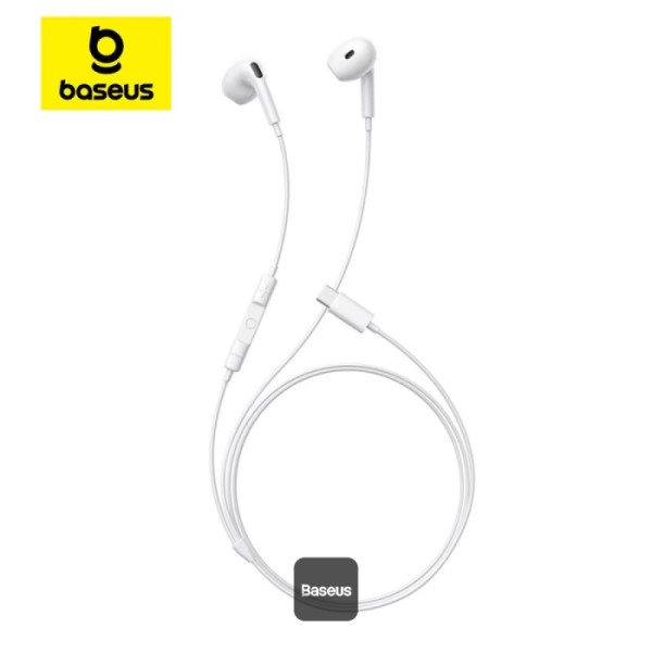 CASTI Baseus Encok CZ19, in ear, pt smartphone, microfon pe casca, conectare prin cablu USB Type-C, alb „A00182201213-00” (timbru verde 0.18 lei) – 6932172682965