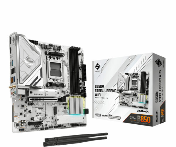 Placa de baza ASRock B850M Steel Legend Wi-Fi, skt. AM5, 4x DDR5, mATX, PCI-E 5.0×16, 4xSATA,3xM.2, „90-MXBS2-A0UAYZ”