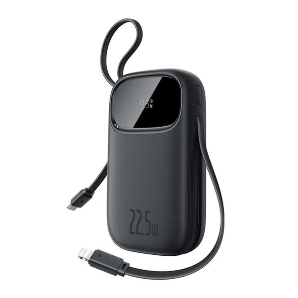 POWER BANK Baseus Qpow3, 10000mAh, 22.5W, 1 x USB, cablu integrat USB Type-C, cablu integrat Iphone Lightning, negru, „P10082106123-00” (timbru verde 0.98 lei) – 6932172691219