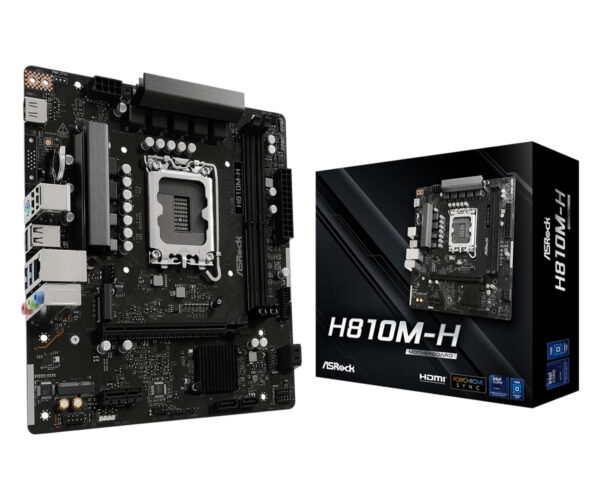 Placa de baza AsRock „H810M-H”, skt. LGA 1851, chipset Intel H810, mATX, 2 x DDR5 max. 128 GB, USB 3.2 gen1 A, USB 2.0, 2.5 GHz Lan, 4 x SATA, 2 x M.2, PCIe 4.0, HDMI, „H810M-H”