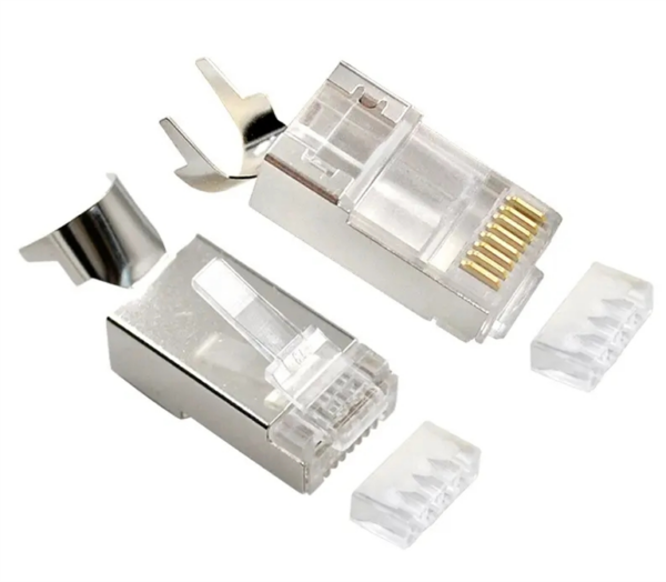 MUFA RJ-45 GEMBIRD pt. cablu FTP/SFTP, Cat7, RJ-45 (T) | RJ-45 (T) tip pass-through, ecranat, plastic cu metal,100 buc, „LC-PTF7-01/100”