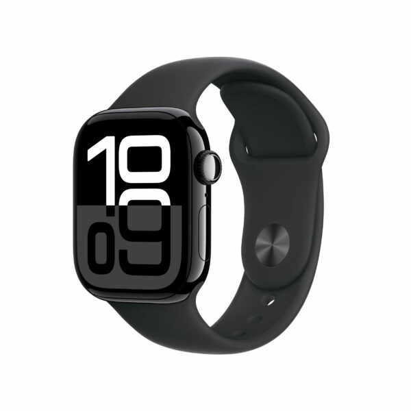 Smartwatch Watch 10 GPS, Carcasa Jet Black Aluminium 42mm, Black Sport Band – S/M „MWWE3” (timbru verde 0.45 lei)