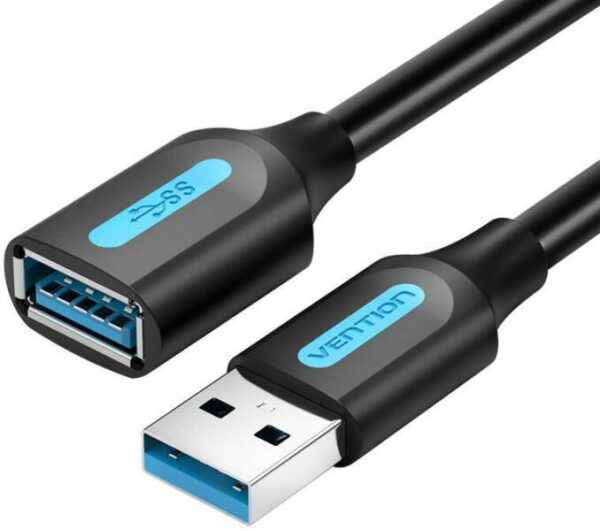 Cablu USB prelungitor Vention, USB 3.0 A (T) la USB 3.0 A (M), 5m, PVC, negru, „CBHBJ” (timbru verde 0.08 lei) -6922794779938