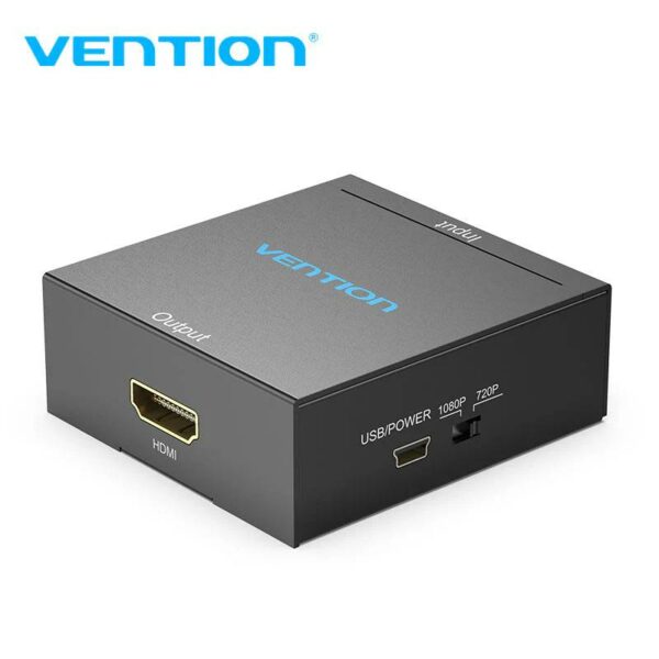 Convertor video Vention, HDMI (M) la RCA (M), switch 1080p/720, alimentare prin miniUSB-B inclus, carcasa metalica, conectori auriti, negru, „AEFB0” (timbru verde 0.08 lei) – 6922794746145