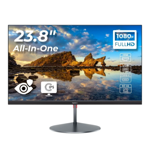 All in One Nou OptimX QD40, 23.8 Inch Full HD, Procesor Intel N100pana la 3.40GHz (Generatia a 12-a), 8GB DDR4, 256GB SSD, Wi-Fi,Bluetooth, Boxe „72155” (timbru verde 10 lei)
