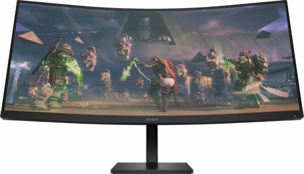 Monitor Gaming VA LED HP OMEN 34″ 34c, WQHD (3440 x 1440), HDMI, DisplayPort, Ecran curbat, Boxe, 165 Hz, 1 ms (Negru) „780K8E9#ABB” (timbru verde 7 lei)