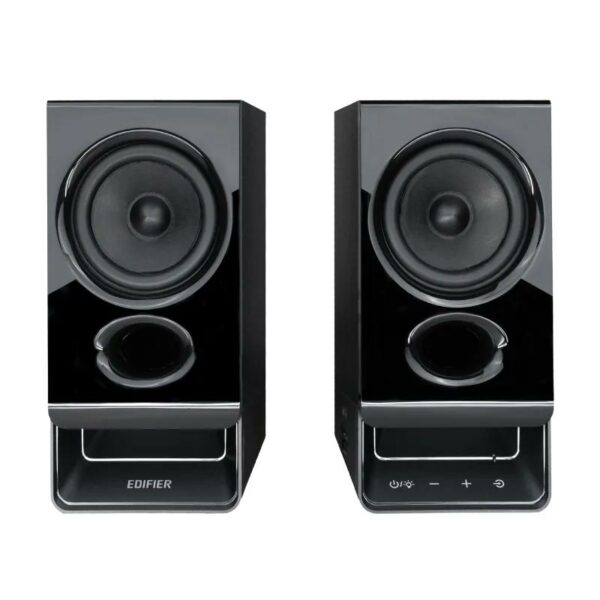 BOXE EDIFIER 2.0, RMS: 5W (2 x 2.5W), bluetooth v6.0, volum, mufa casti, touch panel, AUX/USB-C, Edifier App, USB power, MDF, black, „R20BT-BK” (timbru verde 2.00 lei)