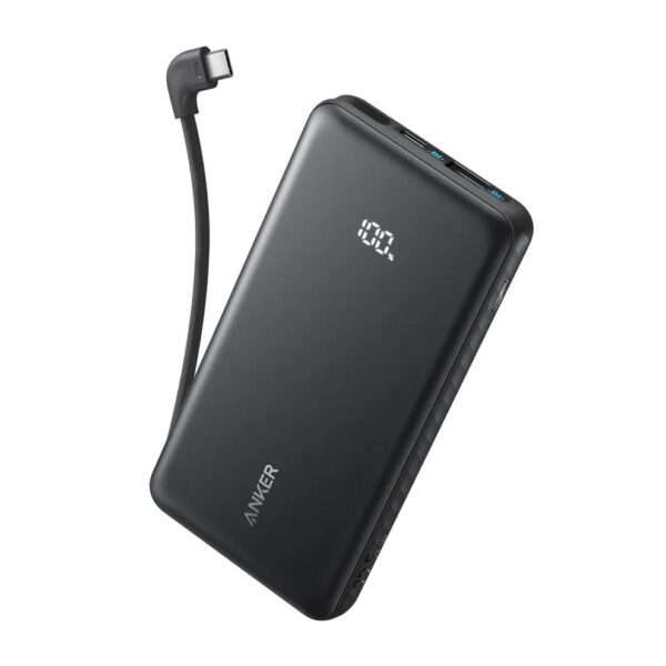 POWER BANK Anker 10.000 mAh, 22.5W Fast charge, 1 x USB-C, 1 x USB-A, afisaj electronic, cablu USB-C inclus, 229, negru, „A110DH11” (timbru verde 0.98 lei) – 194644291464