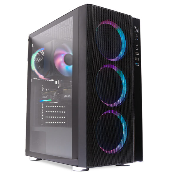 Sistem Destop PC Spacer Assault, AMD Ryzen 5 5500, 16 GB DDR4, 512 GB SSD, INTEL ARC B580 CHALLENGER 12GB OC, No Os, Negru, „SPACER-Assault-22”