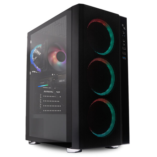 Sistem Destop PC Spacer IronFist, Intel i5-12400F, 16 GB DDR4, 512 GB SSD, INTEL ARC B580 CHALLENGER 12GB OC, No Os, Negru, „SPACER-IronFist-21”