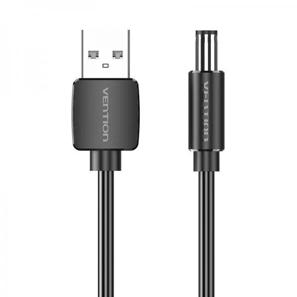Cablu alimentare Vention, USB 2.0 (T) la DC 5.5mm (T), 1m, 5V, 3A, PVC, negru, „CEYBF” (timbru verde 0.08 lei) -6922794757677