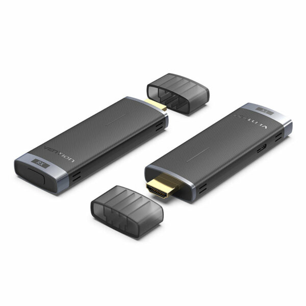 Transmitator video Vention, HDMI(T) USB-C(T), transmite semnal video la max 50m, rezolutie 1080p la 60Hz, 5GHz, include 2 x Cablu USB-C 1m si 1 x Cablu prelungitor HDM 0.2m, negru, „ADCL0” (timbru verde 0.08 lei) – 6922794789951