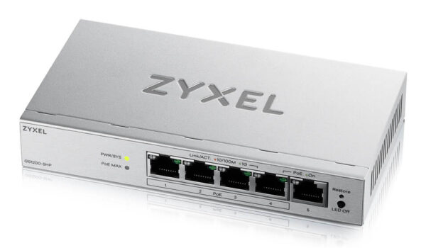 ZYXEL GS1200-5HPV3 5P 4PoE WEBMNG SWITCH „GS1200-5HPV3-EU0101F” (timbru verde 2 lei)
