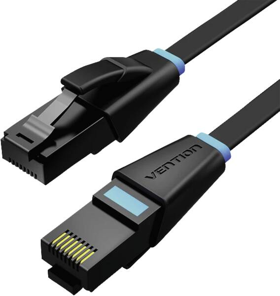 Patch cord UTP Vention, Cat. 6, RJ-45 (T) la RJ-45 (T), 1.5m, AWG32, 1000Mbps, plat, negru, „IBJBG” (timbru verde 0.08 lei) – 6922794745933