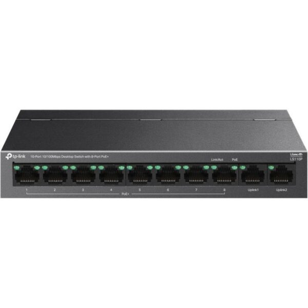 SWITCH TP-LINK 10-Port 10/100Mbps Desktop Switch cu 8-Port PoE+, carcasa metalica „LS110P” (timbru verde 2 lei)