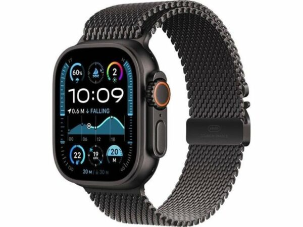 Smartwatch Apple Watch Ultra 2 GPS + Cellular, 49mm Titanium Case with Milanese Loop, Medium (Negru) „MX5U3CS/A” (timbru verde 0.18 lei)