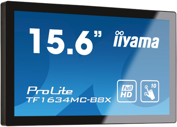 IIYAMA Monitor LED TF1634MC-B8X 15.6″ Full HD 10 point PCAP Open Frame 450 cd/mxxxx 700:1 with touch Anti-fingerprint coating, touch through-glass „TF1634MC-B8X” (timbru verde 7 lei)
