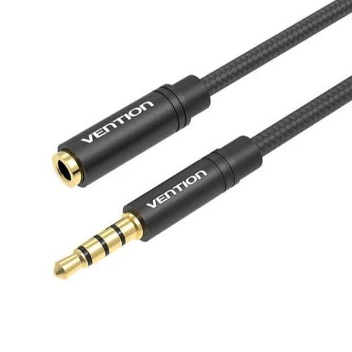 Cablu audio prelungitor Vention, Jack 3.5mm (T) la Jack 3.5mm (M), 2m, negru, „BHBBH” (timbru verde 0.08 lei)