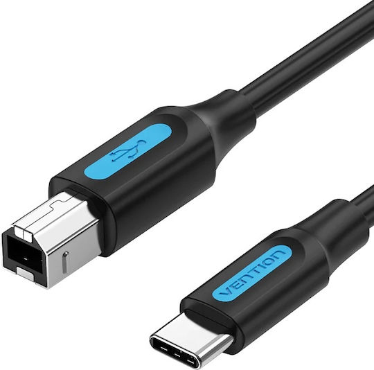 Cablu USB imprimanta Vention, 1m, USB-C (T) la USB-B (T), PVC, negru, „CQUBF” (timbru verde 0.08 lei) -6922794756403