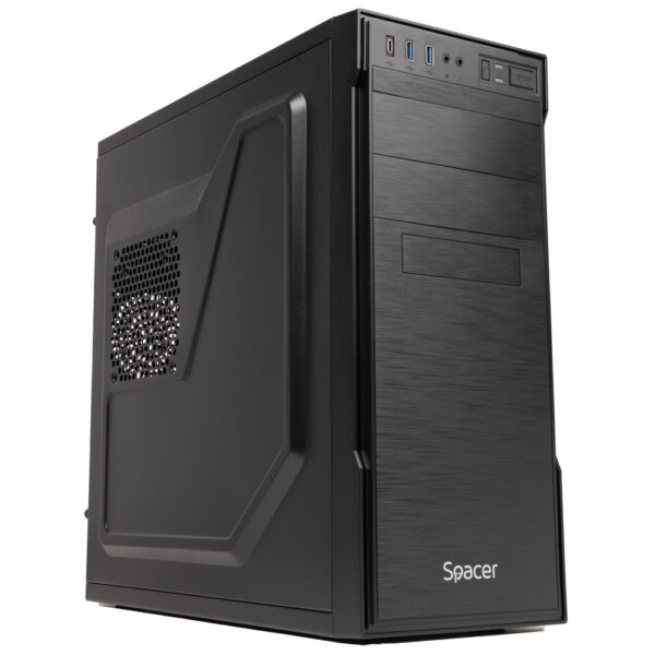 CARCASA SPACER – office, Middle Tower, ATX, „APOLLO”, fara sursa, USB 3.0 x 2, USB Type C x 1, HD Audio, black, „SPCS-OC-APOLLO”