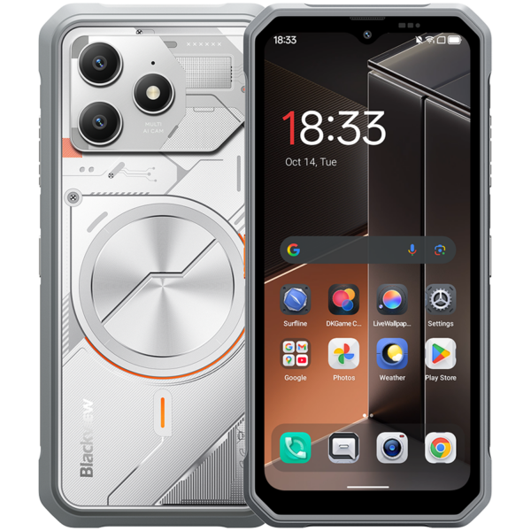 Blackview FORT100 LTE 6.56-inch HD+ 1612×720 90Hz 8+128GB MT Helio G81 Octa-Core 2.0GHz 13MP Front 16MP Rear NFC MIL-STD-810H 5000mAh Fingerprint Android 16 Lunar White „BVFORT100_W_EU” (timbru verde 0.45 lei)