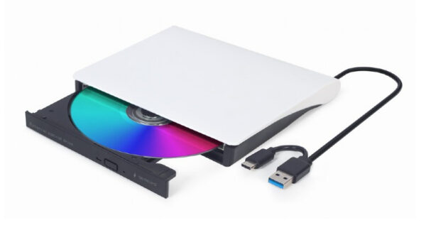 DVD-RW extern, GEMBIRD, interfata USB 2.0 + USB 3.1, negru-alb, „DVD-USB-031-BW” (timbru verde 0.8 lei)
