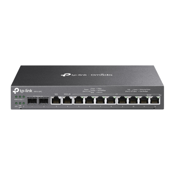 ROUTER TP-LINK wired Gigabit, 2xxxx Gigabit SFP WAN/LAN ports, 1xxxx Gigabit RJ45 WAN port, and 1xxxx Gigabit RJ45 WAN/LAN port, Omada 3-in-1 Gigabit VPN Router „ER7212PC”(timbru verde 0.8 lei)