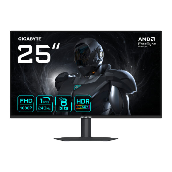 Monitor SS IPS LED GIGABYTE 24.5″ G25F2A, Full HD (1920 x 1080), HDMI, DisplayPort, Boxe, Pivot (Negru) „G25F2A” (timbru verde 7 lei)