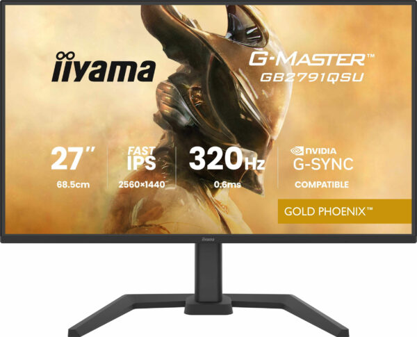 IIYAMA Monitor LED GB2791QSU-B1 G-MASTER 27″ Fast IPS, 2560×1440 320Hz, 16:9, 350cd, 0.6ms, HDMI, DP, USB HUB, Full Ergo „GB2791QSU-B1” (timbru verde 7 lei)