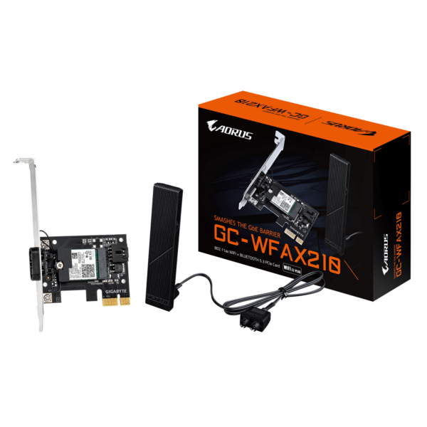 Adaptor wireless GIGABYTE Placa de retea Wireless GC-WFAX210, Wi-Fi 6E, Bluetooth 5.2, PCIe „GC-WFAX210”