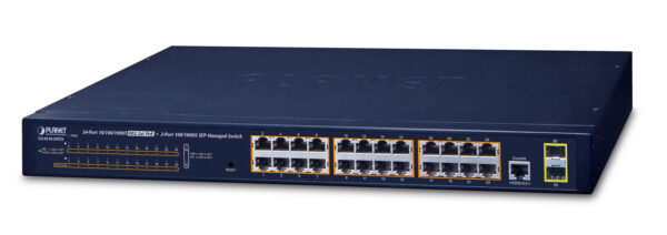NET SWITCH 24PORT 1000M POE+/GS-4210-24P2S PLANET „GS-4210-24P2S” (timbru verde 2 lei)