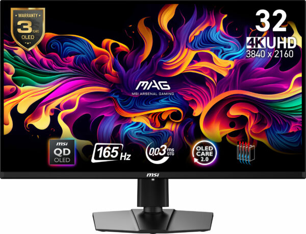 Monitor MSI MAG 321UP QD-OLED, 31.5″, UHD, 3840 x 2160, HDMI, DisplayPort, AMD Freesync Premium Pro, 165 Hz, 0.03 ms, Negru „MAG 321UP QD-OLED” (timbru verde 7 lei)