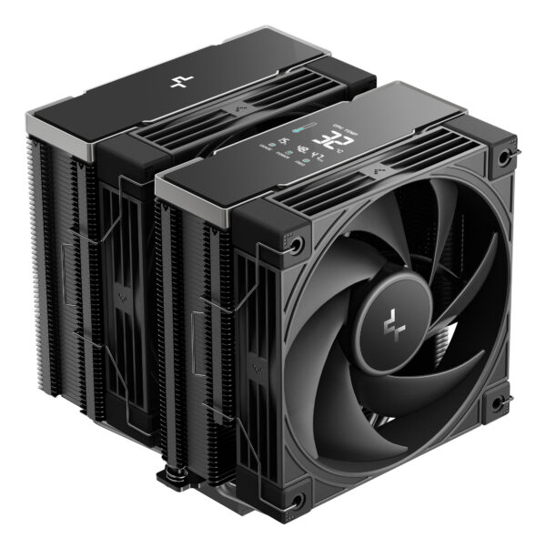 COOLER DeepCool „AK620 G2 DIGITAL NYX” skt. Intel si AMD, racire cu aer, vent. 2 x 120mm, 2000 rpm, 6 heatpipes, inaltime 159mm, top cover digital, negru,”R-AK620G2-BKNNMN-GJD-1″ (timbru verde 2 lei)