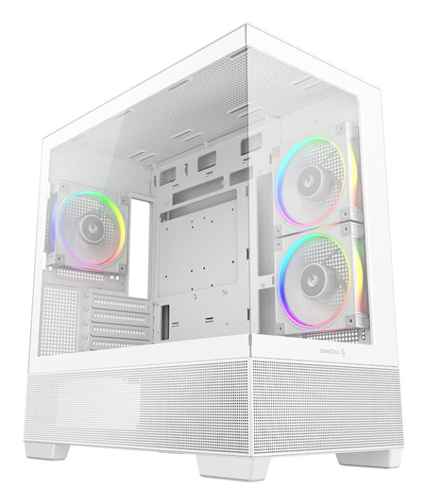 CARCASA DeepCool „CG380 Wh”, middle tower, gaming, fara sursa, suporta 9xfan, 3xfan inclus, PSU shroud, USB Type-C x 2, USB 3.2 gen 1 x 2, audio+mic, 5 sloturi expansiune, alb, „R-CG380-WHAGM3-G” (timbru verde 0.24lei)